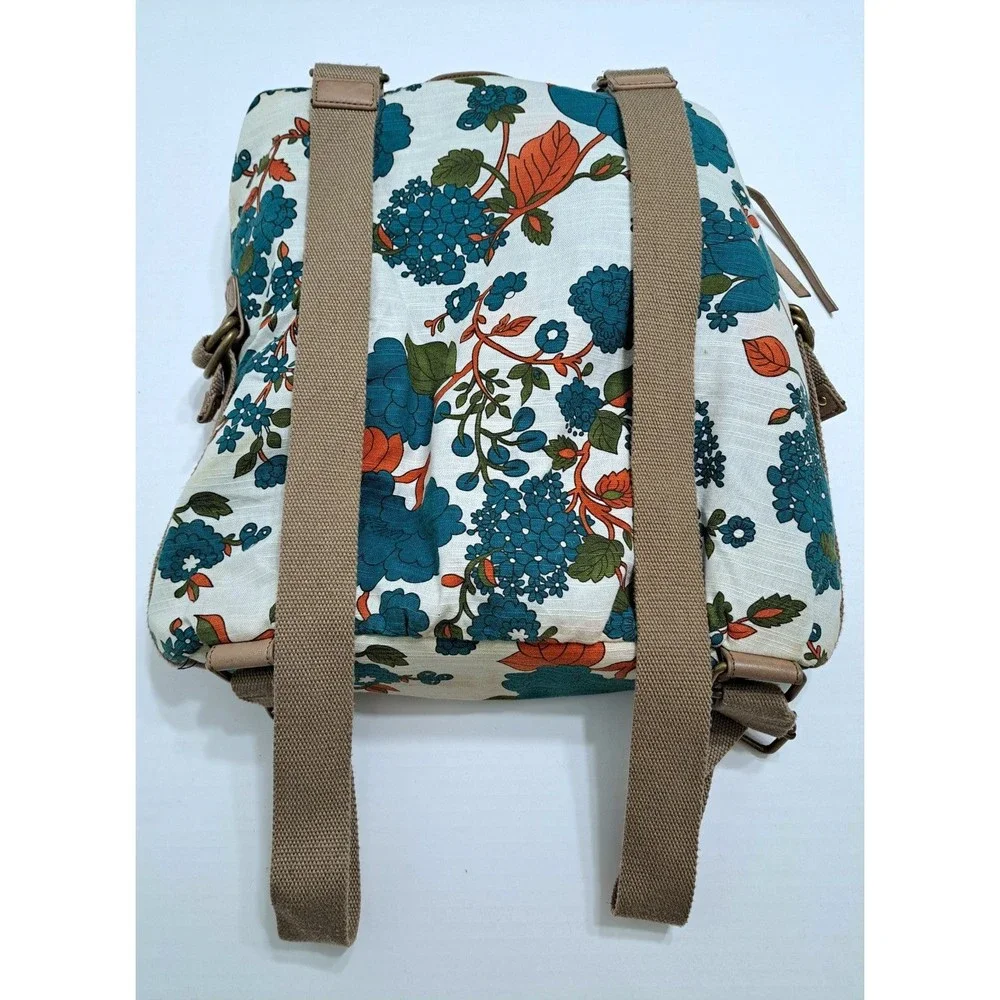Anthropologie Hayden Harnett Brooklyn NYC Backpack Bag Floral Poppy Turquoise